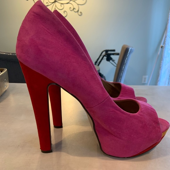Pink Open-toed High Heels 👠 - Picture 4 of 8